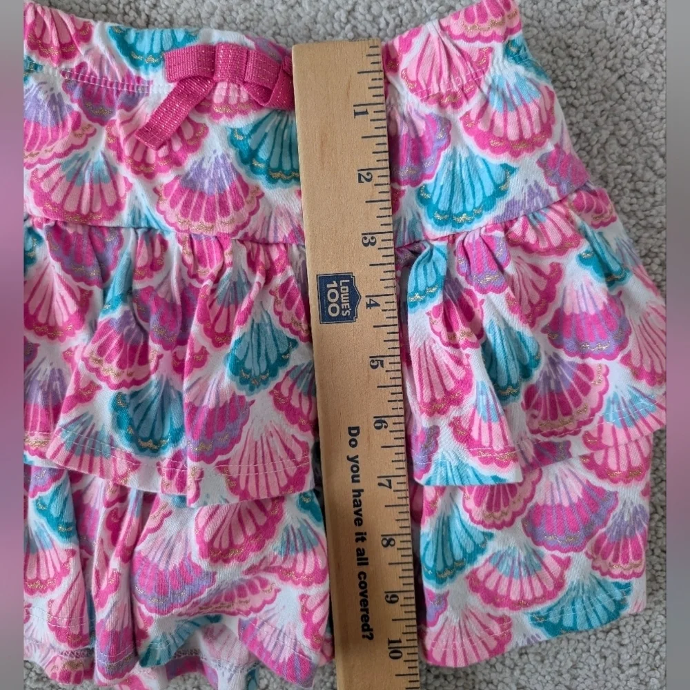 Tommy Bahama Girl's Skirt Ruffle Metallic Tie Skort Lined Seashells Size Medium